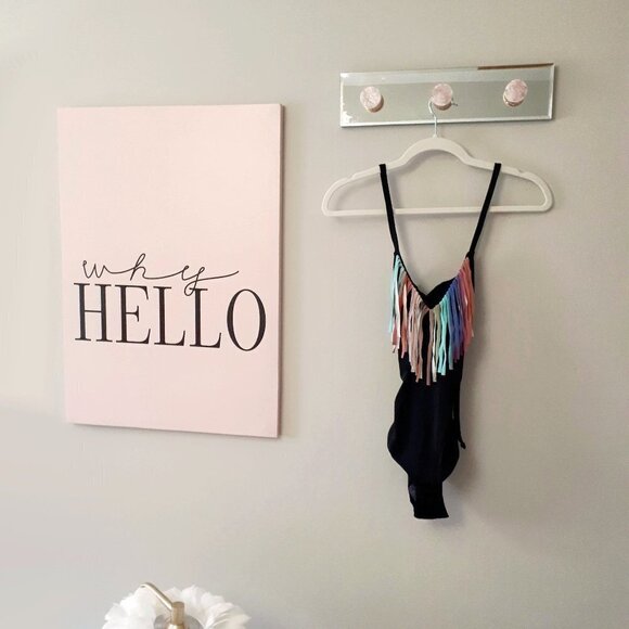 NWT Saha black and pastel confetti fringe trim one piece swimsuit - Picture 3 of 5